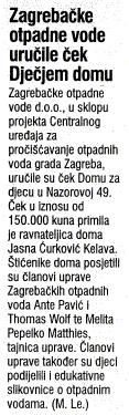 Donacija Domu za djecu u Nazorovoj, "Večernji list", 14. 12.